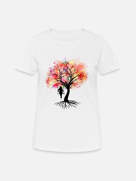 Bunter Baum - Frauen T-Shirt atmungsaktiv - Weiß