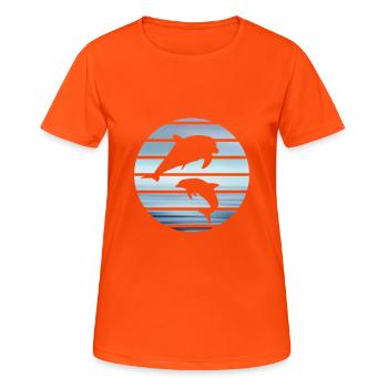 Delfine Dolphins - Frauen T-Shirt atmungsaktiv - Neonorange - Vorne - AI Model Female 172 dark (172cm)