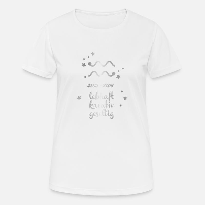 Zodiac sign Gemini silver horoscope symbol - Women's Breathable T-Shirt - white
