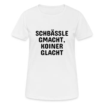 Superwitzig: Schbässle-Design auf Schwäbisch! - Frauen T-Shirt atmungsaktiv - Weiß - Vorne - AI Model Female 172 dark (172cm)