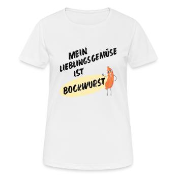 Mein Lieblingsgemüse ist Bockwurst 1- Sausage - Frauen T-Shirt atmungsaktiv - Weiß - Vorne - AI Model Female 172 dark (172cm)