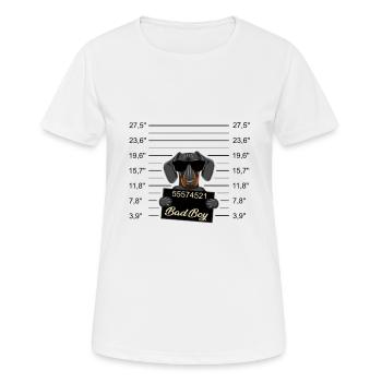 Bad Boy Teckel ou jeune Doberman - Méchant chien - T-shirt respirant Femme - blanc - Devant - AI Model Female 172 dark (172cm)