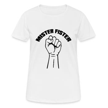 Mister Fister fist fisting fun humor sex - Women's Breathable T-Shirt - white - Front - AI Model Female 172 dark (172cm)