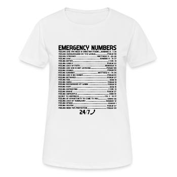 Appel d’urgence & La foi chrétienne - T-shirt respirant Femme - blanc - Devant - AI Model Female 172 dark (172cm)