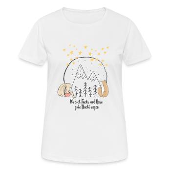 Fuchs und Hase | Gute Nacht - Frauen T-Shirt atmungsaktiv - Weiß - Vorne - AI Model Female 172 dark (172cm)