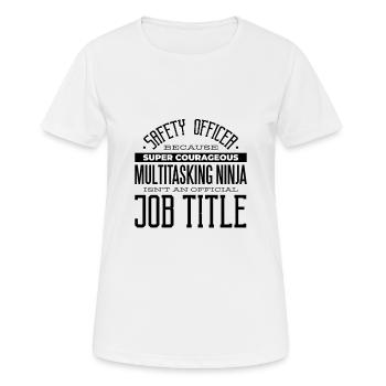 Security Wachmann Tshirt Sicherheitsbeauftragter - Frauen T-Shirt atmungsaktiv - Weiß - Vorne - AI Model Female 172 dark (172cm)