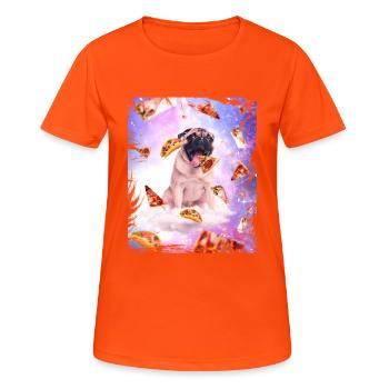 Mops Galaxy Tacos Pizza Burrito Geschenkidee Hund - Frauen T-Shirt atmungsaktiv - Neonorange - Vorne - AI Model Female 172 dark (172cm)
