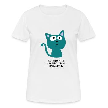 Süße Katze - Mir reichts, ich geh jetzt schaukeln - Frauen T-Shirt atmungsaktiv - Weiß - Vorne - AI Model Female 172 dark (172cm)