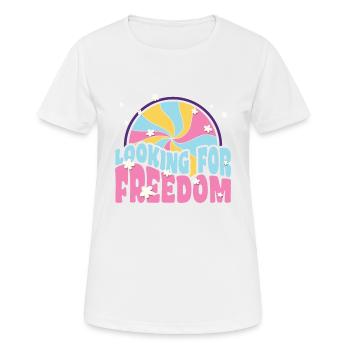 Looking for freedom Retro Peace Hippie Geschenk - Frauen T-Shirt atmungsaktiv - Weiß - Vorne - AI Model Female 172 dark (172cm)