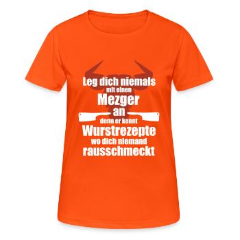 Metzger - Frauen T-Shirt atmungsaktiv - Neonorange - Vorne - AI Model Female 172 dark (172cm)