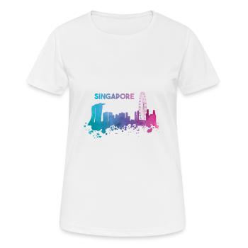 Belle skyline de Singapour aux couleurs vives - T-shirt respirant Femme - blanc - Devant - AI Model Female 172 dark (172cm)