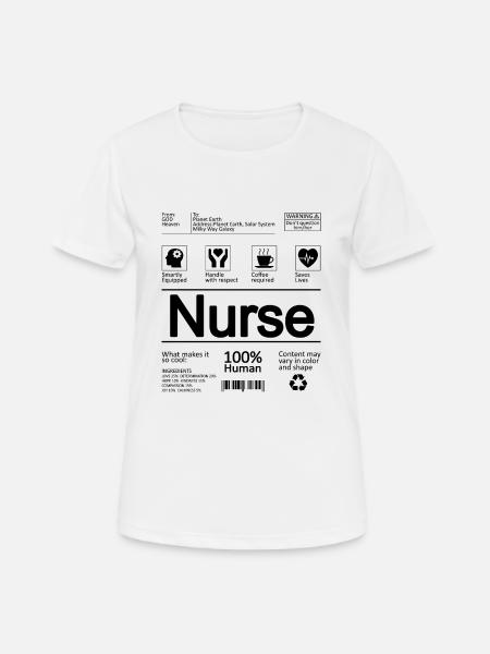 Verpleegkundige verpleegster - Dame T-shirt svedtransporterende - hvid