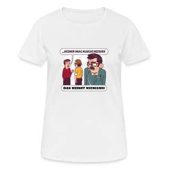 Keiner mag Klugscheisser Das heisst niemand! - Frauen T-Shirt atmungsaktiv - Weiß - Vorne - AI Model Female 172 dark (172cm)