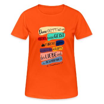 Bibel Inspiration christlich - Frauen T-Shirt atmungsaktiv - Neonorange - Vorne - AI Model Female 172 dark (172cm)