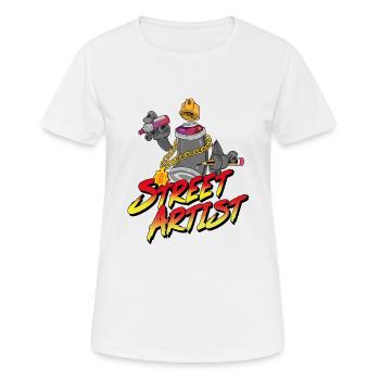 Artiste de rue | Pulvérisateur de graffitis d'artiste de rue - T-shirt respirant Femme - blanc - Devant - AI Model Female 172 dark (172cm)