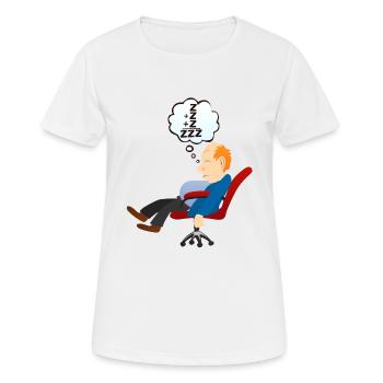 man sleeps sleep sleep office chair nap tra - Women's Breathable T-Shirt - white - Front - AI Model Female 172 dark (172cm)