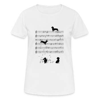 Hund Dackel Musik Noten - Frauen T-Shirt atmungsaktiv - Weiß - Vorne - AI Model Female 172 dark (172cm)
