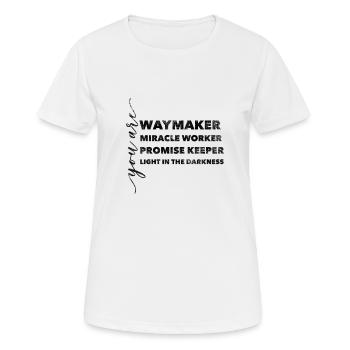 Waymaker Miracle Worker Promise Christlich Glaube - Frauen T-Shirt atmungsaktiv - Weiß - Vorne - AI Model Female 172 dark (172cm)