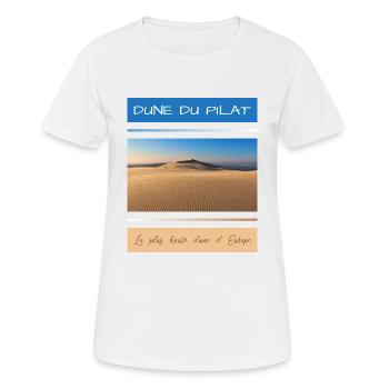 Dune du Pilat - la plus haute dune d'Europe - T-shirt respirant Femme - blanc - Devant - AI Model Female 172 dark (172cm)