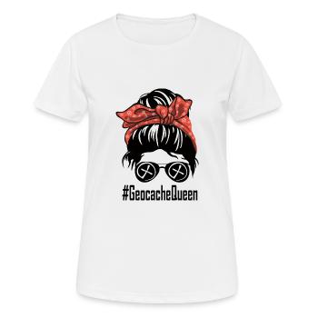 Geocaching track Cadeau Queen - T-shirt respirant Femme - blanc - Devant - AI Model Female 172 dark (172cm)