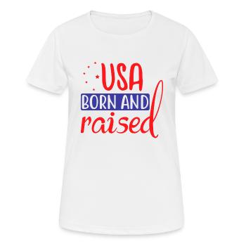 USA geboren und aufgewachsen - Frauen T-Shirt atmungsaktiv - Weiß - Vorne - AI Model Female 172 dark (172cm)