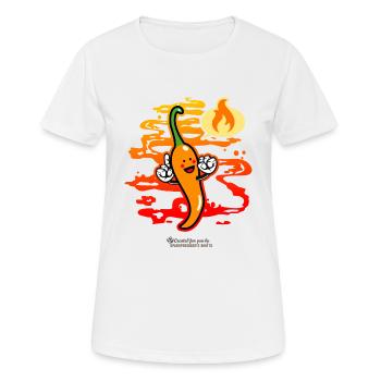 Chili Kawaii Comic Chilischote - Frauen T-Shirt atmungsaktiv - Weiß - Vorne - AI Model Female 172 dark (172cm)
