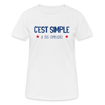 Femme Humour Expression Drôle Je Suis Compliquée - T-shirt respirant Femme - blanc - Devant - AI Model Female 172 dark (172cm)