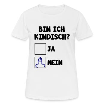 Bin ich kindisch ja nein - Frauen T-Shirt atmungsaktiv - Weiß - Vorne - AI Model Female 172 dark (172cm)