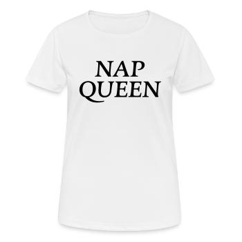 Nap Queen - Frauen T-Shirt atmungsaktiv - Weiß - Vorne - AI Model Female 172 dark (172cm)