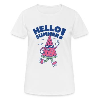 Hello Summer - Pastèque - T-shirt respirant Femme - blanc - Devant - AI Model Female 172 dark (172cm)