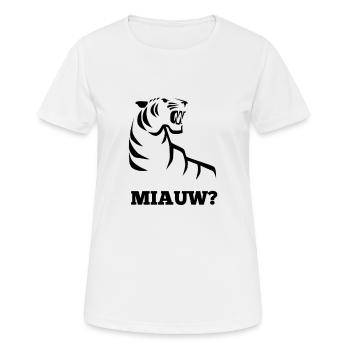 Katze Miau - Frauen T-Shirt atmungsaktiv - Weiß - Vorne - AI Model Female 172 dark (172cm)