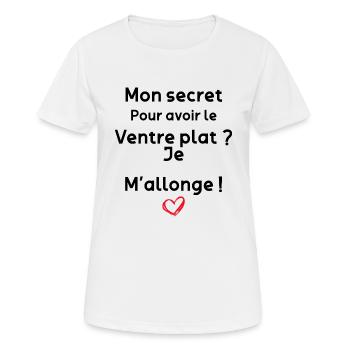 Secret De Ma Copine Humour Femme Ventre Plat - T-shirt respirant Femme - blanc - Devant - AI Model Female 172 dark (172cm)