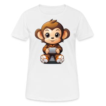Monkey Charging Dock - Women's Breathable T-Shirt - white - Front - AI Model Female 172 dark (172cm)