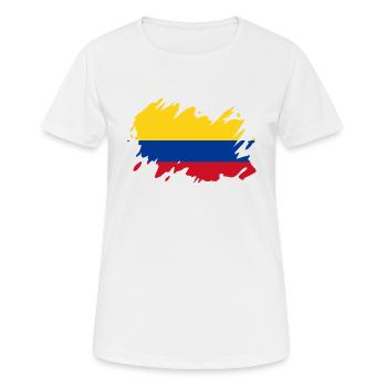 Colombia flag splotch of paint splatter - Women's Breathable T-Shirt - white - Front - AI Model Female 172 dark (172cm)