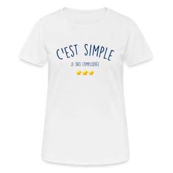 C'est Simple Je Suis Compliquée - T-shirt respirant Femme - blanc - Devant - AI Model Female 172 dark (172cm)