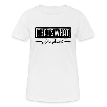 C’est ce qu’elle a dit - T-shirt respirant Femme - blanc - Devant - AI Model Female 172 dark (172cm)