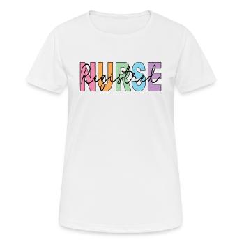 Chemise d’infirmière autorisée, infirmière personnalisée - T-shirt respirant Femme - blanc - Devant - AI Model Female 172 dark (172cm)