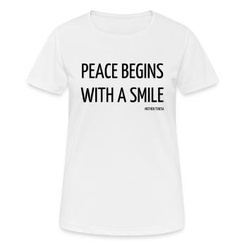 Citation / Philosophie / Pensée / Bonheur / Joie - T-shirt respirant Femme - blanc - Devant - AI Model Female 172 dark (172cm)