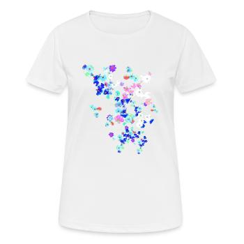 Wiese,blumen,blume, bunte blumen - Frauen T-Shirt atmungsaktiv - Weiß - Vorne - AI Model Female 172 dark (172cm)