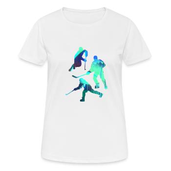Eishockey, Hockey, Graffiti, bunt, stencil - Frauen T-Shirt atmungsaktiv - Weiß - Vorne - AI Model Female 172 dark (172cm)