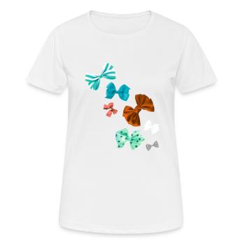 Nœuds, nœuds colorés, nœud papillon, motif à carreaux - T-shirt respirant Femme - blanc - Devant - AI Model Female 172 dark (172cm)