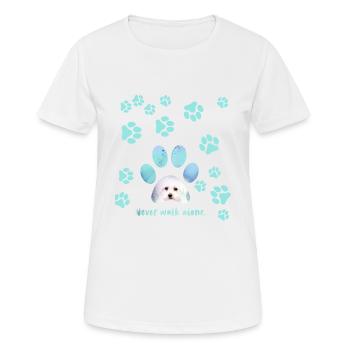 Never walk alone,hund, Pfoten,malteser - Frauen T-Shirt atmungsaktiv - Weiß - Vorne - AI Model Female 172 dark (172cm)