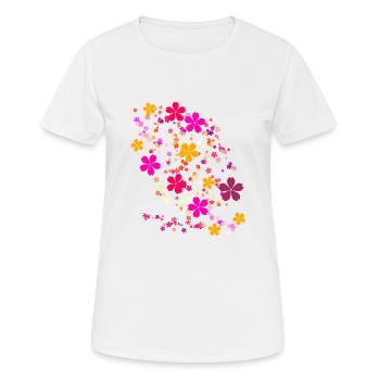 Fleurs,Fleur,Printemps,Fleurs,Roseau - T-shirt respirant Femme - blanc - Devant - AI Model Female 172 dark (172cm)