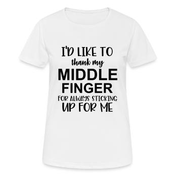 Middle Finger - Women's Breathable T-Shirt - white - Front - AI Model Female 172 dark (172cm)