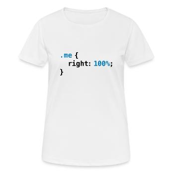 geek drôle - CSS droit 100% | Programmer Nerd Tech - T-shirt respirant Femme - blanc - Devant - AI Model Female 172 dark (172cm)