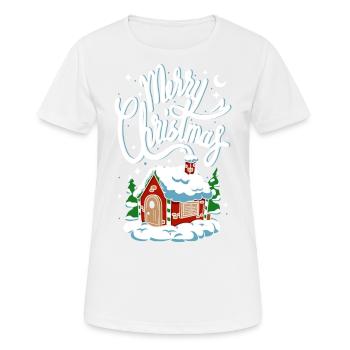 Christmas Merry Christmas House Cottage Tree Snow - Women's Breathable T-Shirt - white - Front - AI Model Female 172 dark (172cm)