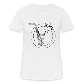 Saxofon - Frauen T-Shirt atmungsaktiv - Weiß - Vorne - AI Model Female 172 dark (172cm)