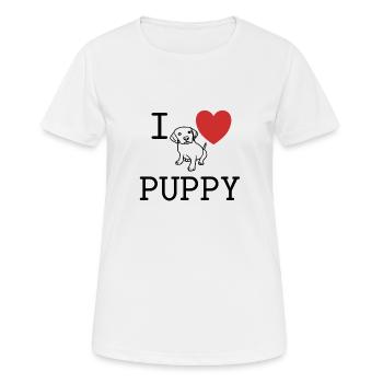 I love puppy - Frauen T-Shirt atmungsaktiv - Weiß - Vorne - AI Model Female 172 dark (172cm)