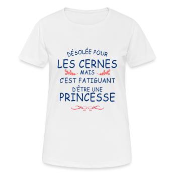 Princesse humour cernes Cadeau Maman - T-shirt respirant Femme - blanc - Devant - AI Model Female 172 dark (172cm)