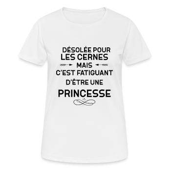 Princesse humour Cernes Femme Fatiguée - T-shirt respirant Femme - blanc - Devant - AI Model Female 172 dark (172cm)